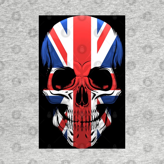 The United Kingdom Flag Skull Illustration by devaleta